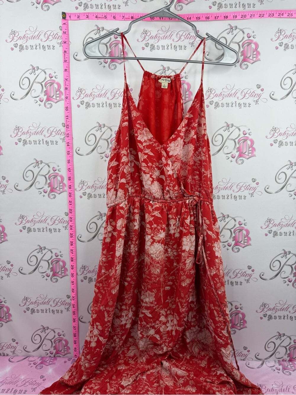 Lucky Brand Red Floral Wrap-Style Maxi Dress